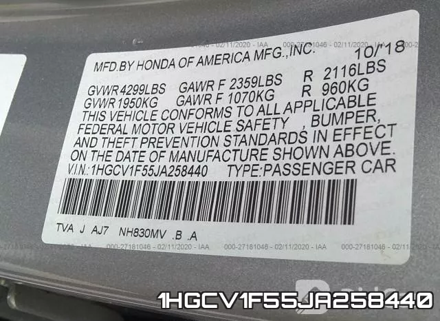 1HGCV1F55JA258440 фото 10