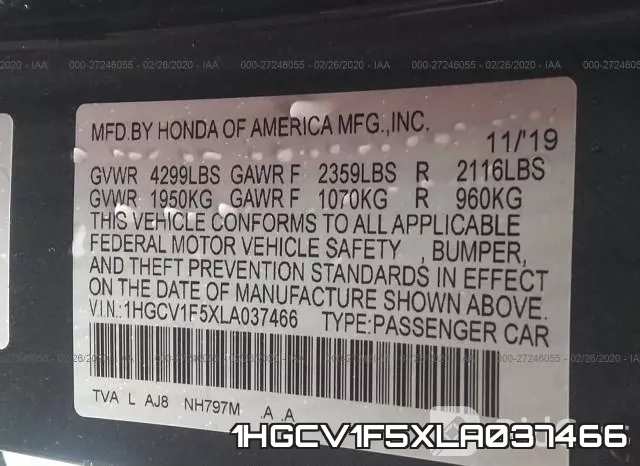 1HGCV1F5XLA037466 фото 10