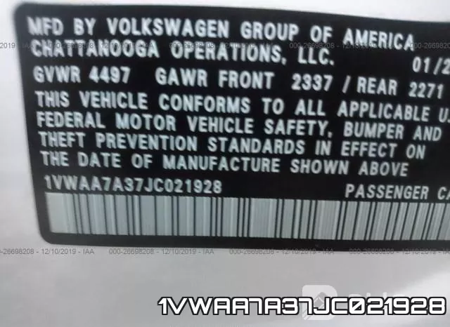 1VWAA7A37JC021928 фото 10