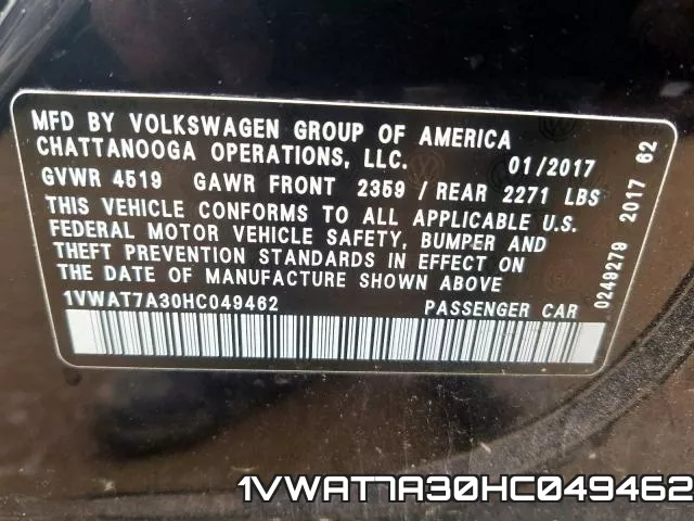 1VWAT7A30HC049462 фото 2