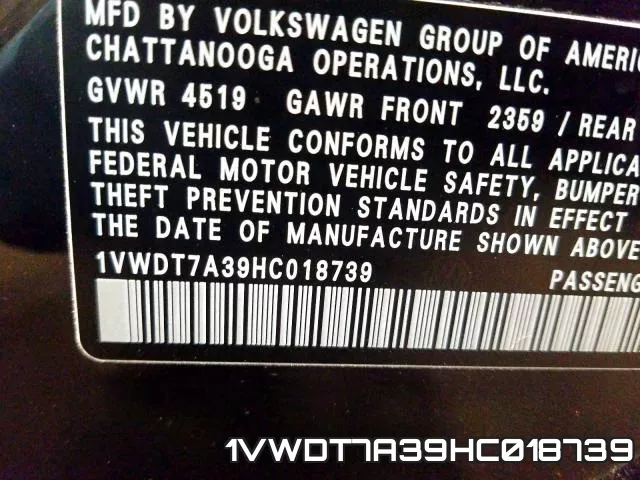 1VWDT7A39HC018739 фото 2