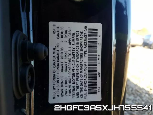 2HGFC3A5XJH755541 фото 2