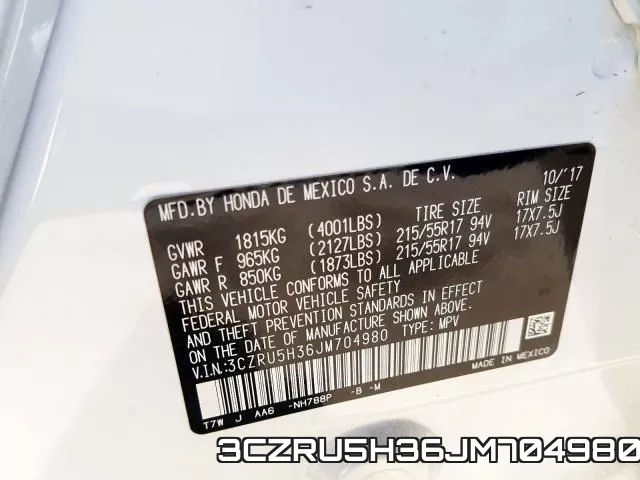 3CZRU5H36JM704980 фото 2