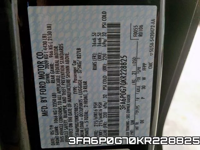 3FA6P0G70KR228825 фото 2