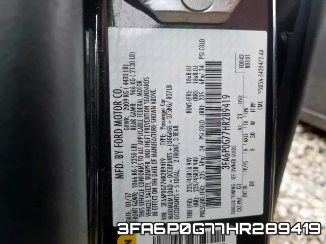 3FA6P0G77HR289419 фото 2