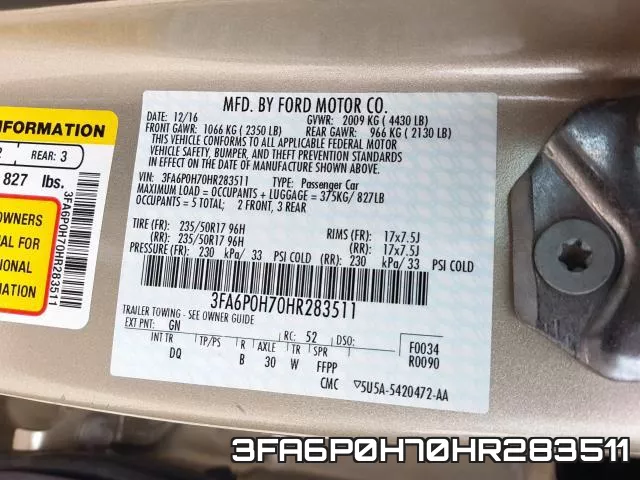 3FA6P0H70HR283511 фото 2