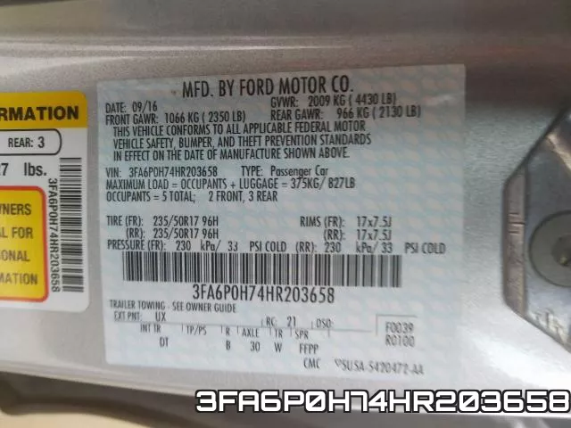 3FA6P0H74HR203658 фото 2