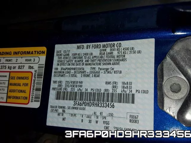 3FA6P0HD9HR333456 фото 2