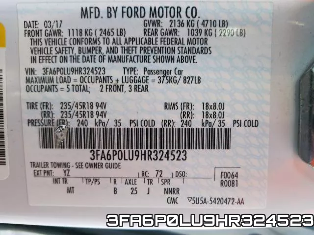 3FA6P0LU9HR324523 фото 2