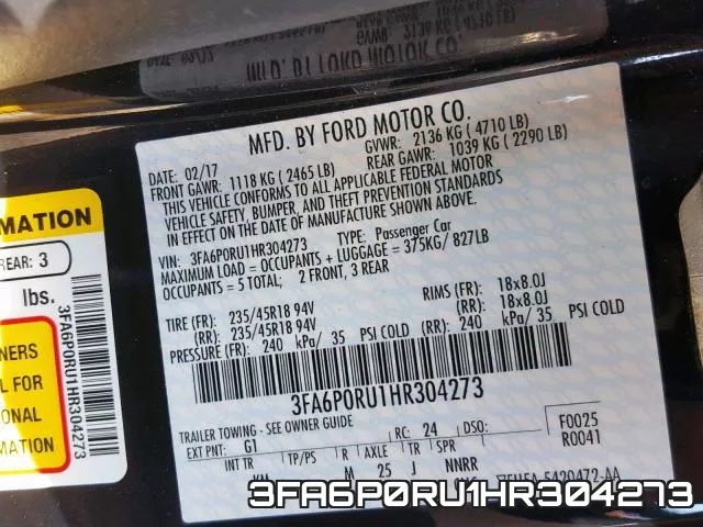 3FA6P0RU1HR304273 фото 2