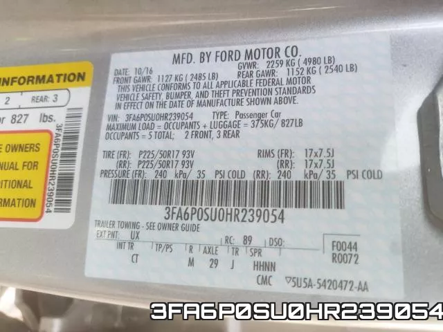 3FA6P0SU0HR239054 фото 2