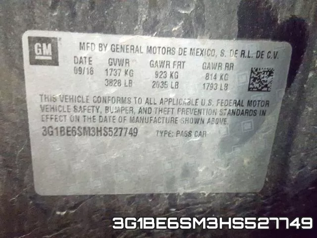 3G1BE6SM3HS527749 фото 2
