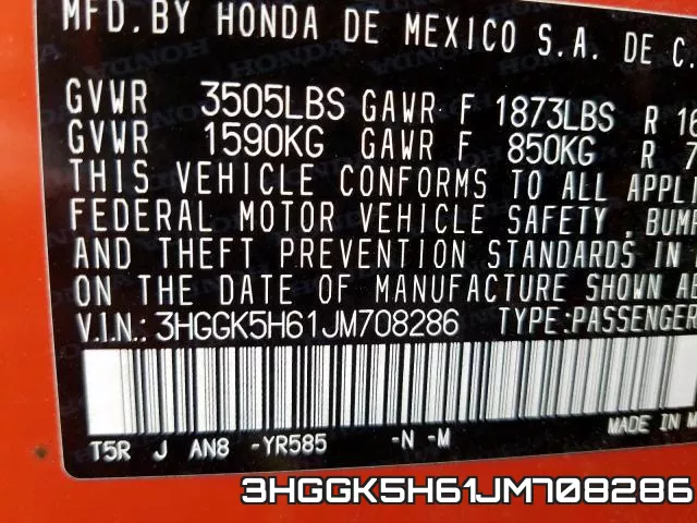 3HGGK5H61JM708286 фото 2
