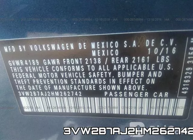 3VW2B7AJ2HM262742 фото 10