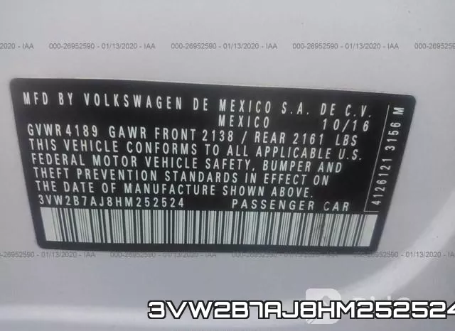 3VW2B7AJ8HM252524 фото 10