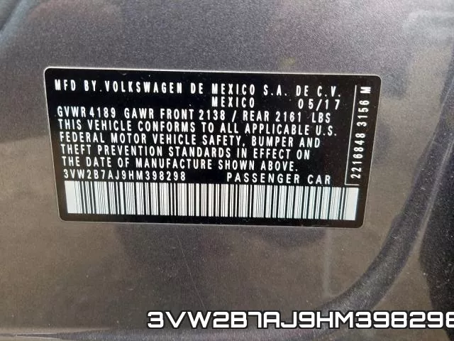 3VW2B7AJ9HM398298 фото 2