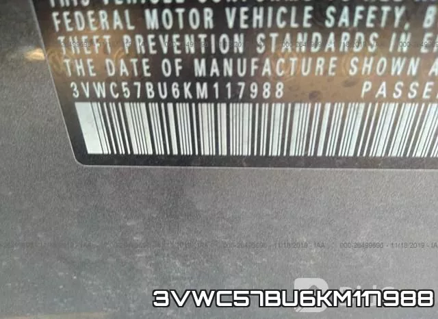 3VWC57BU6KM117988 фото 10