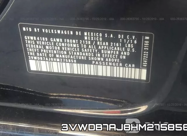 3VWDB7AJ8HM275858 фото 10