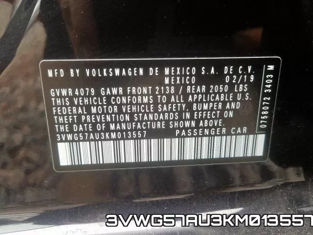 3VWG57AU3KM013557 фото 2
