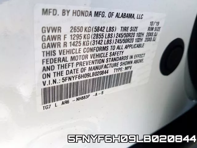 5FNYF6H09LB020844 фото 2