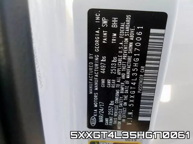 5XXGT4L35HG170061 фото 2