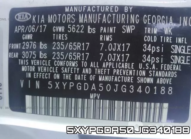 5XYPGDA50JG340188 фото 10