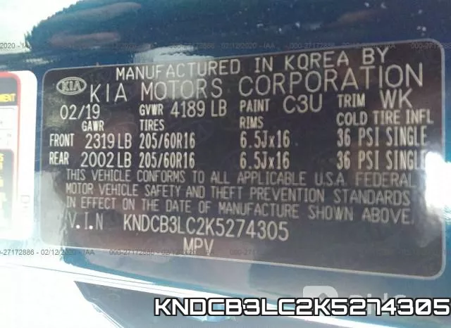 KNDCB3LC2K5274305 фото 10
