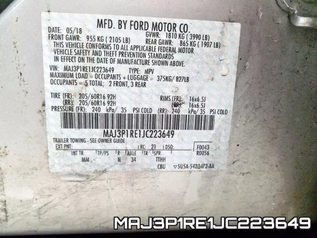 MAJ3P1RE1JC223649 фото 2