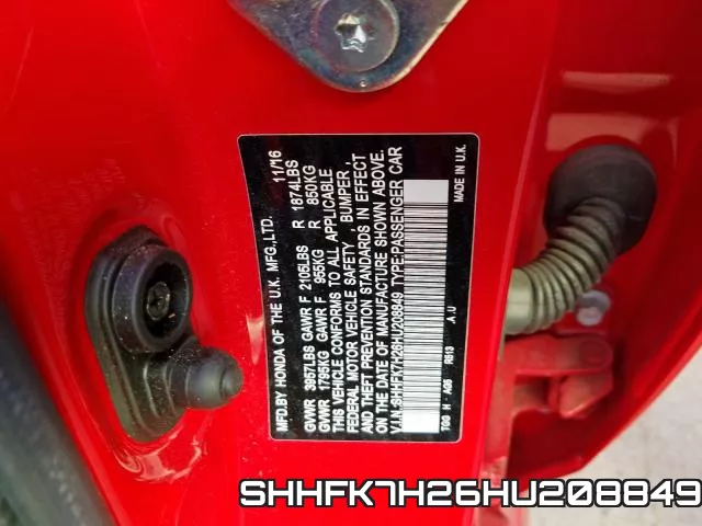 SHHFK7H26HU208849 фото 2