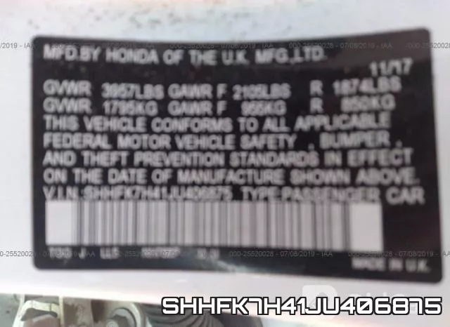 SHHFK7H41JU406875 фото 10