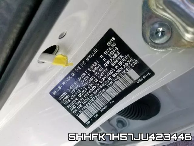 SHHFK7H57JU423446 фото 2