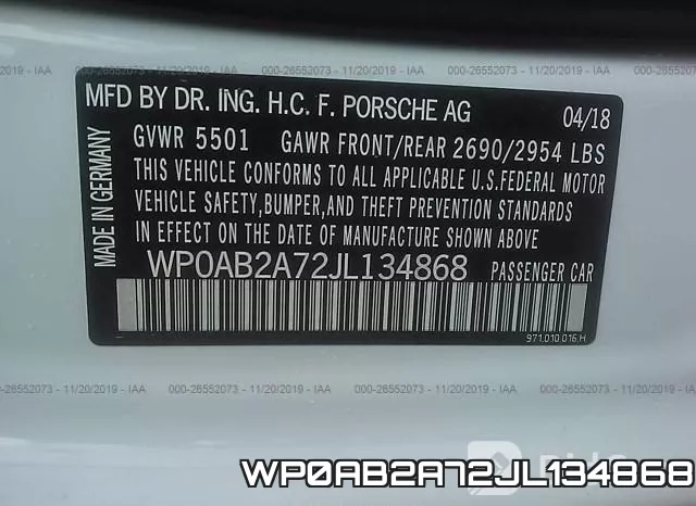 WP0AB2A72JL134868 фото 10
