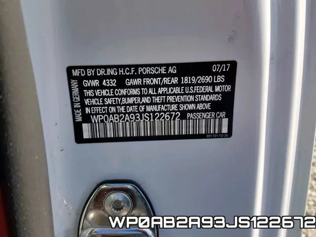 WP0AB2A93JS122672 фото 2