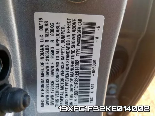 19XFC1F32KE014002 фото 2