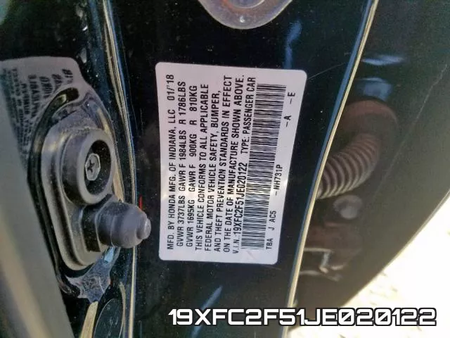 19XFC2F51JE020122 фото 2