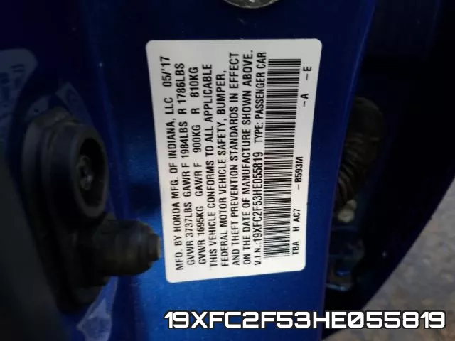 19XFC2F53HE055819 фото 2