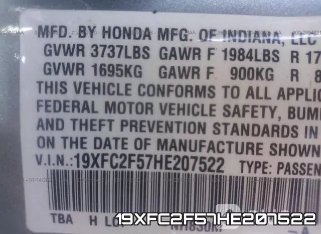 19XFC2F57HE207522 фото 10