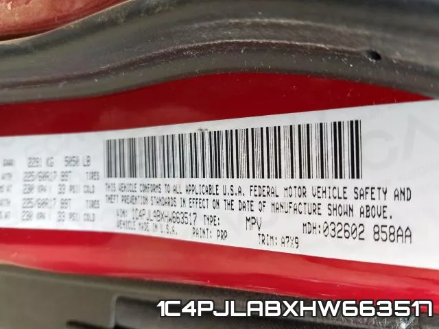 1C4PJLABXHW663517 фото 2