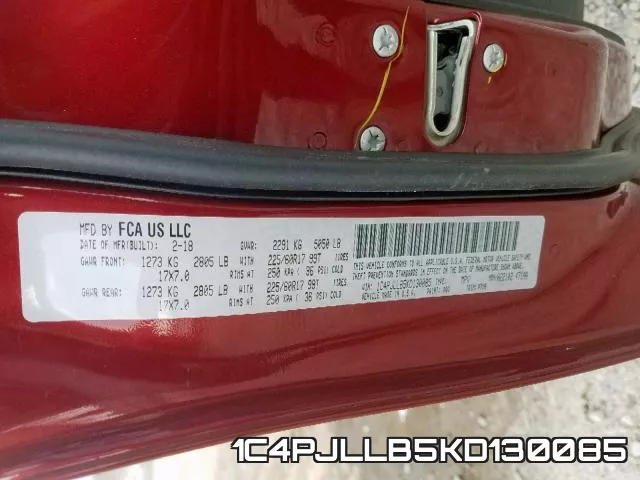 1C4PJLLB5KD130085 фото 2