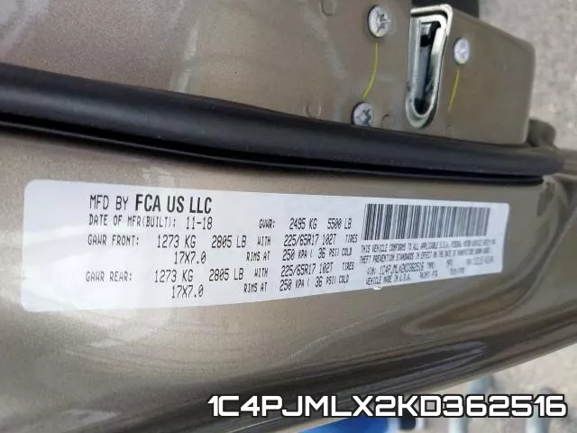 1C4PJMLX2KD362516 фото 2