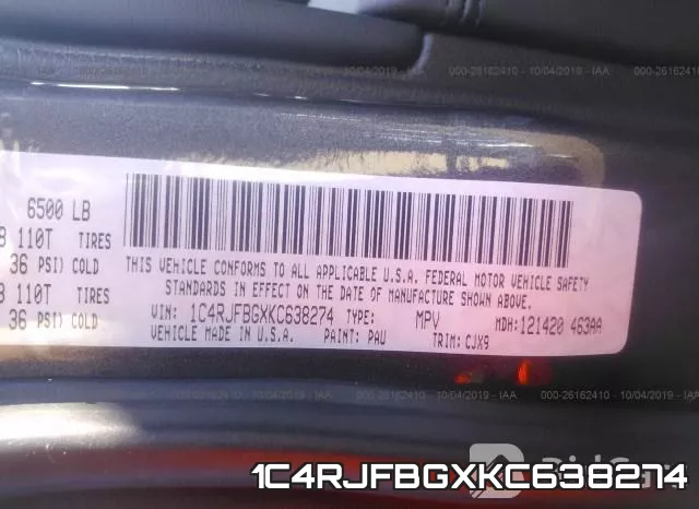 1C4RJFBGXKC638274 фото 10