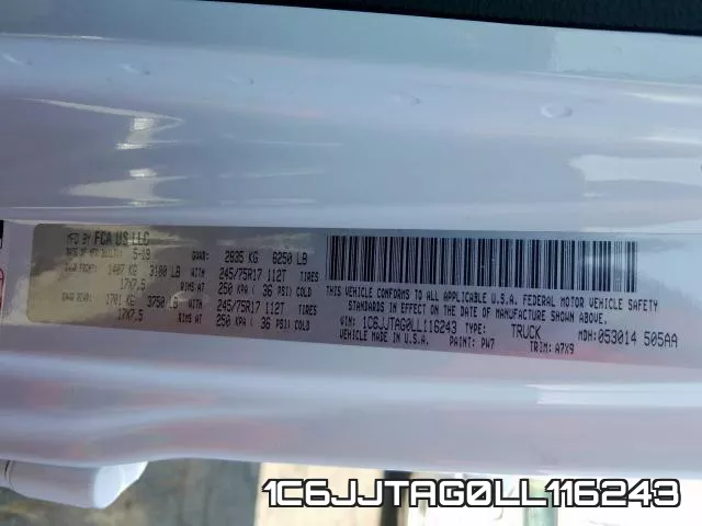 1C6JJTAG0LL116243 фото 2