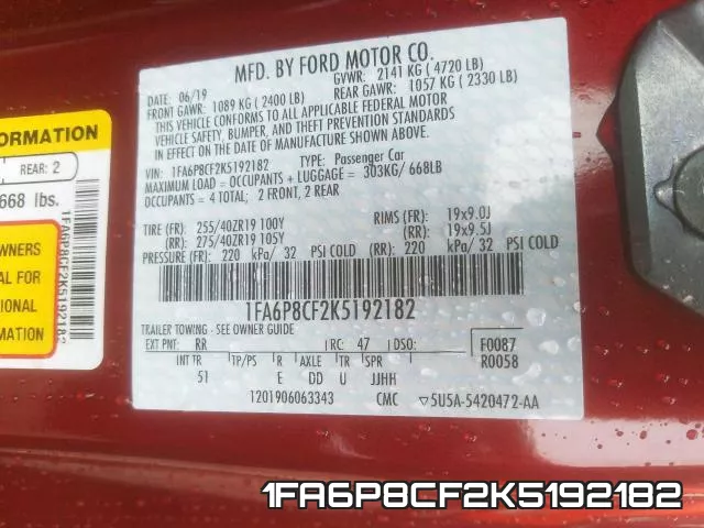 1FA6P8CF2K5192182 фото 2