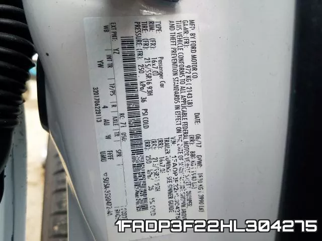 1FADP3F22HL304275 фото 2