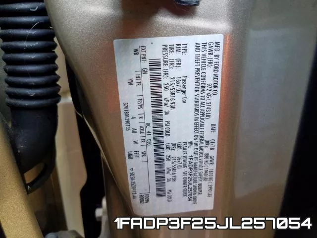 1FADP3F25JL257054 фото 2