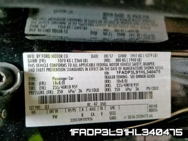 1FADP3L91HL340475 фото 2