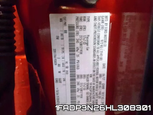 1FADP3N26HL308301 фото 2