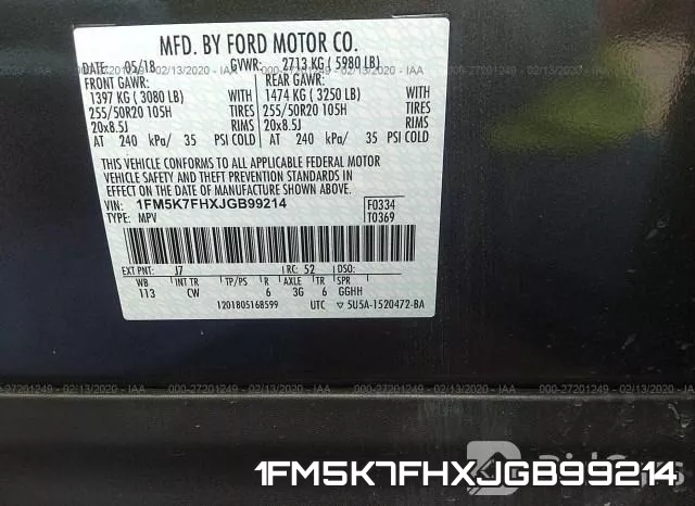 1FM5K7FHXJGB99214 фото 10