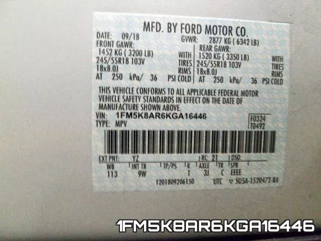 1FM5K8AR6KGA16446 фото 2