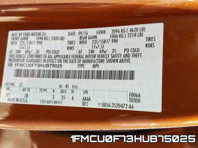1FMCU0F73HUB75025 фото 2